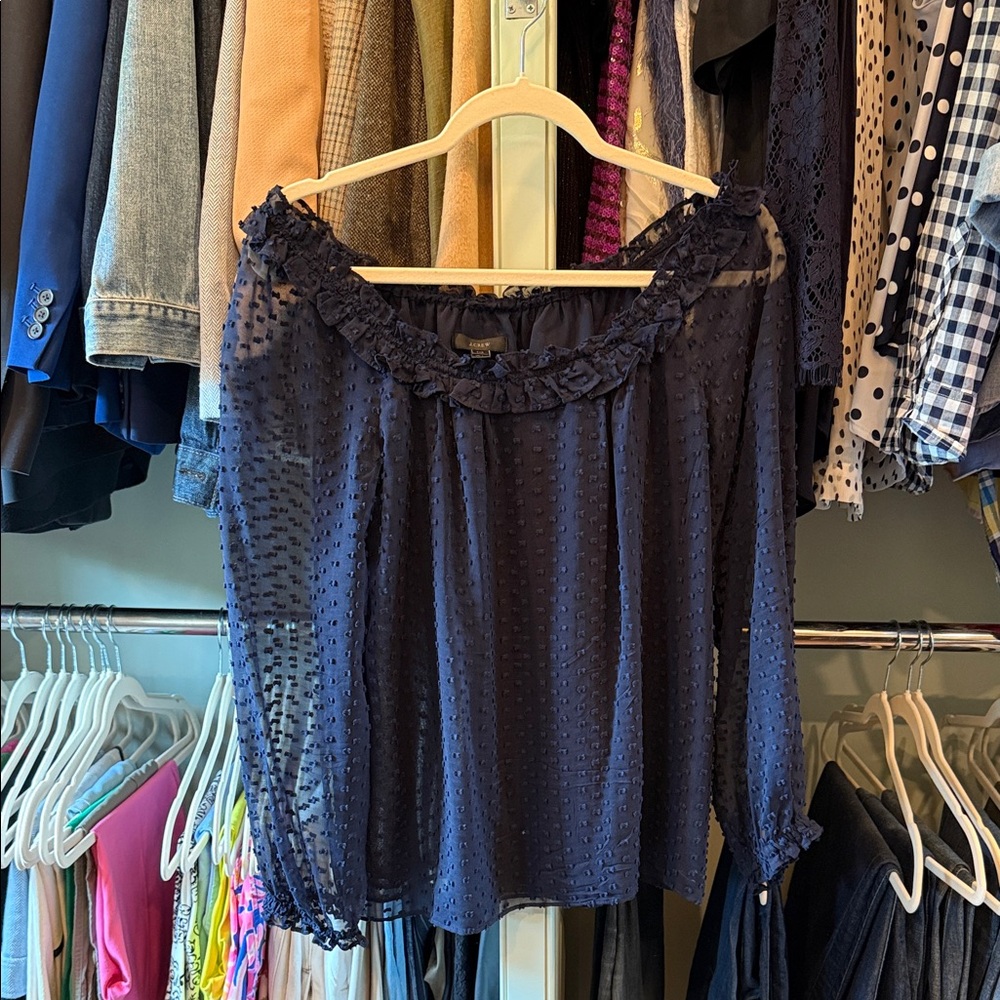 J. Crew Navy Blue Sheer Blouse